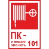 Знак К25 Пожарный кран № - /О пожаре звонить 101